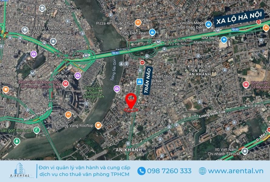 Địa chỉ đắc địa trên Google Maps của Arental Vietnam quận 2.