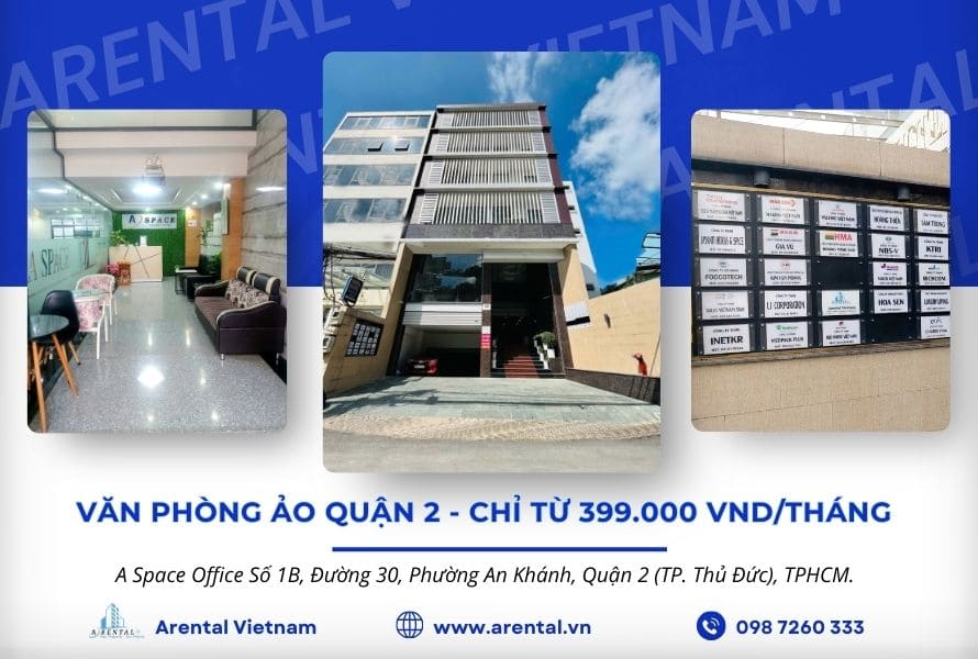 Giá cho thuê văn phòng ảo quận 2 tại Arental Vietnam chỉ từ 399.000 VND/tháng.