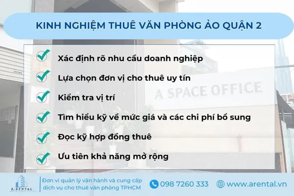 Kinh nghiệm chọn dịch vụ cho thuê văn phòng ảo quận 2 hữu ích.