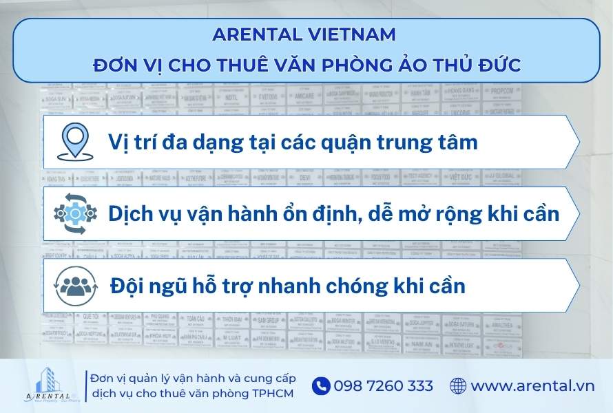 Đơn vị cho thuê văn phòng ảo quận Thủ Đức - Arental Vietnam.