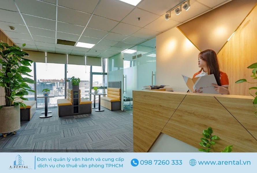 Mặt tiền sảnh lễ tân văn phòng ảo quận 3 - Cienco4.