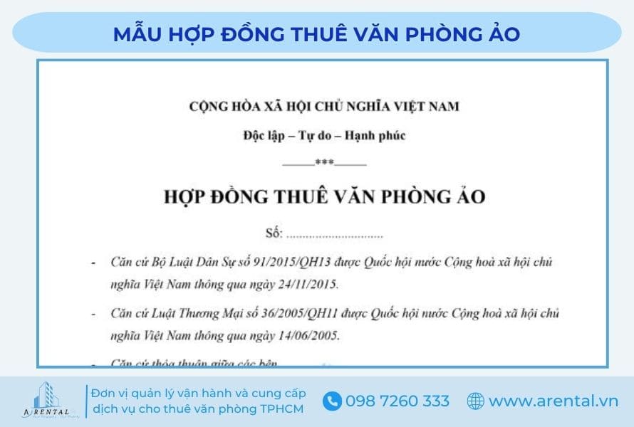 Mẫu hợp đồng thuê văn phòng ảo đầy đủ, đạt tiêu chuẩn.