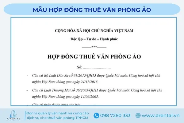 Mẫu hợp đồng thuê văn phòng ảo đầy đủ, đạt tiêu chuẩn.