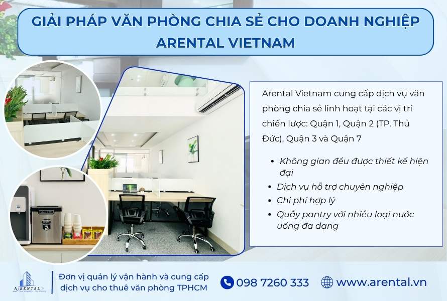 Giải pháp văn phòng chia sẻ giá rẻ TPHCM cho doanh nghiệp - Arental Vietnam.