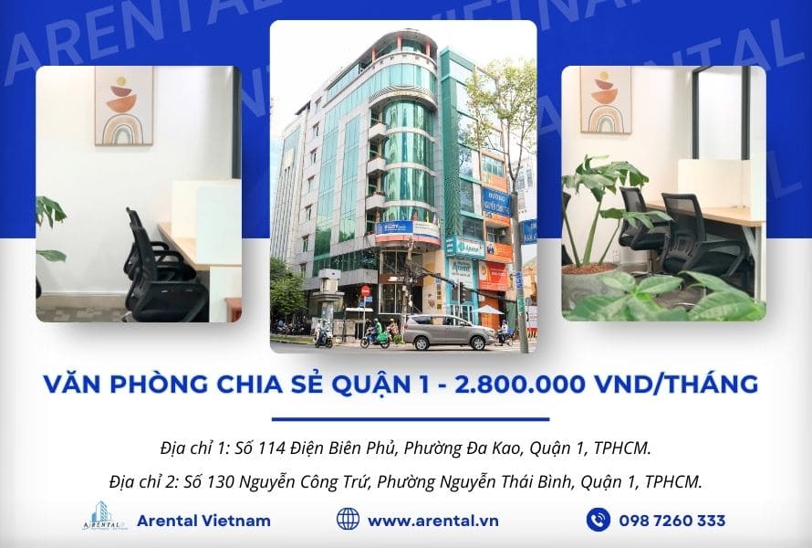 Giá dịch vụ cho thuê văn phòng chia sẻ Quận 1.