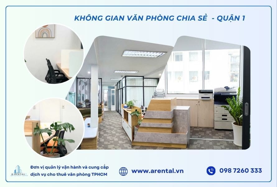 Tổng quan không gian văn  văn phòng chia sẻ ở Quận 1.