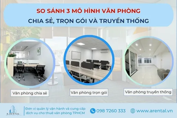 So sánh 3 mô hình văn phòng cho thuê.