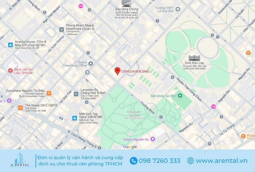 Địa điểm cung cấp dịch vụ văn phòng chia sẻ Quận 3 sở hữu tiện ích ngoại khu đa dạng.
