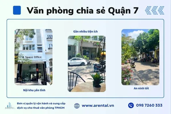 Không gian nội khu yên tĩnh quanh dịch vụ cho thuê văn phòng chia sẻ Quận 7 tại Arental Vietnam. Khu vực bên ngoài địa điểm cung cấp dịch vụ cho thuê chỗ ngồi làm việc Quận 7.