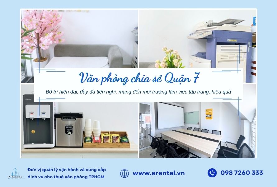 Văn phòng chia sẻ do Arental Vietnam cung cấp tại Quận 7 mang đến môi trường làm việc tiện nghi cho khách hàng.