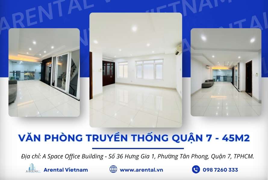 Thông tin về văn phòng cho thuê diện tích 45m2 tại Quận 7.