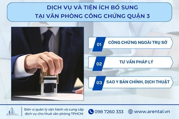 Một số dịch vụ và tiện ích bổ sung của văn phòng công chứng.