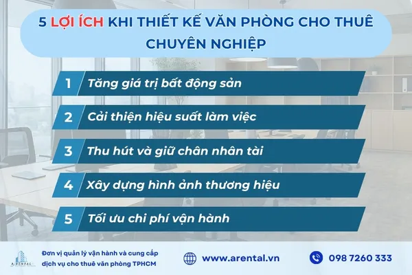 5 lợi ích mang lại khi thiết kế văn phòng cho thuê chuyên nghiệp.