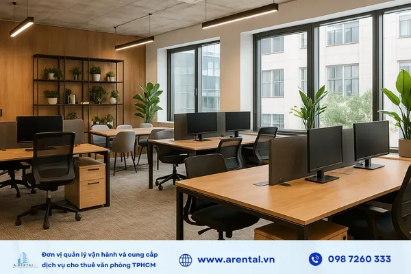 Văn phòng đẹp 50m2 được thiết kế theo phong cách hiện đại, trang nhã.