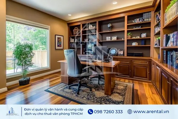 Văn phòng tại nhà (Home Office) được bố trí theo phong cách sang trọng.