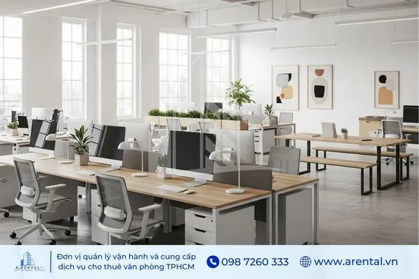 Văn phòng làm việc theo phong cách tối giản với tranh treo tường làm điểm nhấn.
