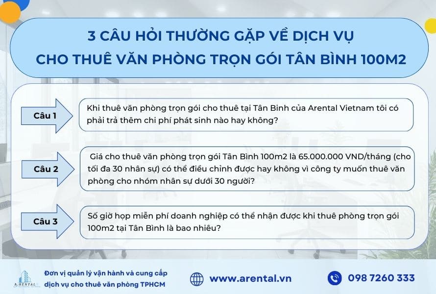 Tổng hợp vấn đề khách hàng quan tâm khi thuê văn phòng trọn gói 100m2.