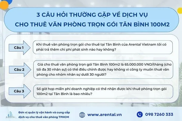 Tổng hợp vấn đề khách hàng quan tâm khi thuê văn phòng trọn gói 100m2.