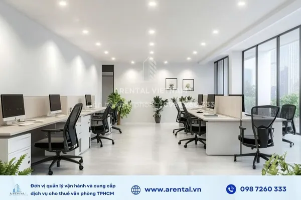 Văn phòng trọn gói 100m2 Tân Bình với phong cách thiết kế hiện đại, trang nhã.