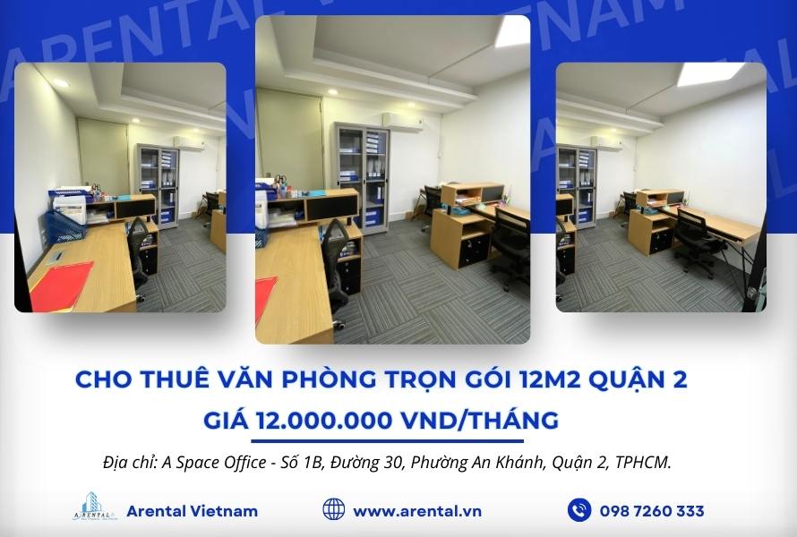 Thông tin văn phòng cho thuê trọn gói 12m2 Quận 2.