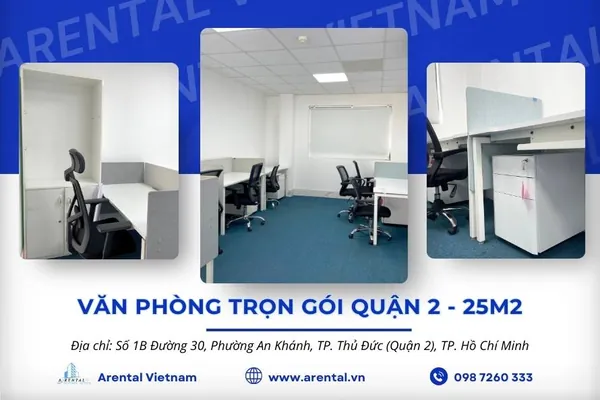 Cho thuê văn phòng trọn gói 25m2 Quận 2.