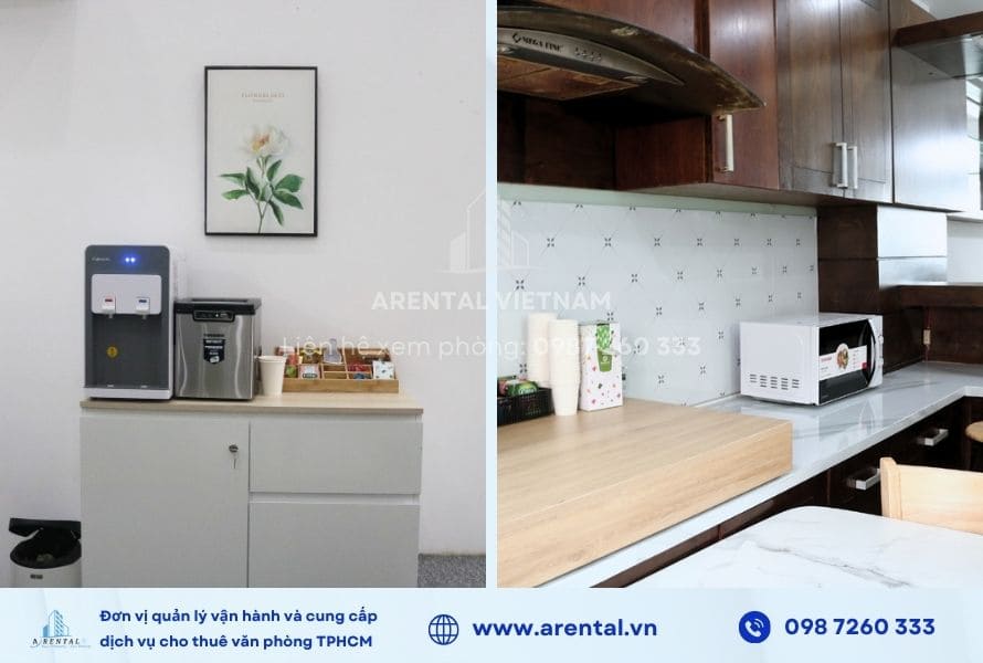Quầy pantry miễn phí cho khách hàng thuê trọn gói sử dụng.
