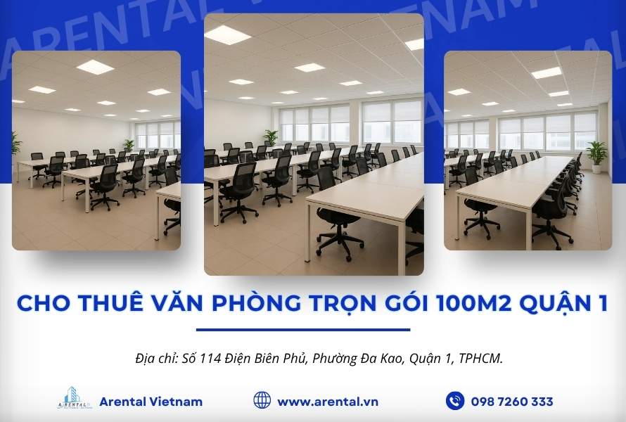 Cho thuê văn phòng trọn gói 100m2 Quận 1