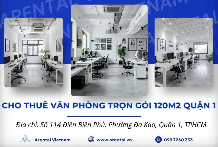 Tổng quan không gian và nội thất văn phòng trọn gói 120m2 Quận 1