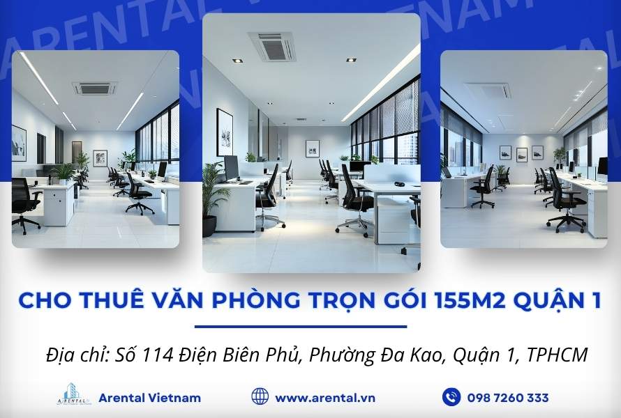 Giới thiệu tổng quan văn phòng trọn gói 155m2 tại Quận 1