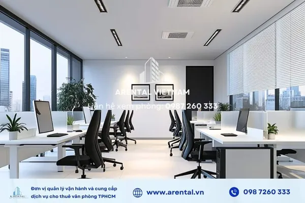 Cách bố trí khu vực làm việc khoa học tại văn phòng trọn gói 155m2 Quận 1 