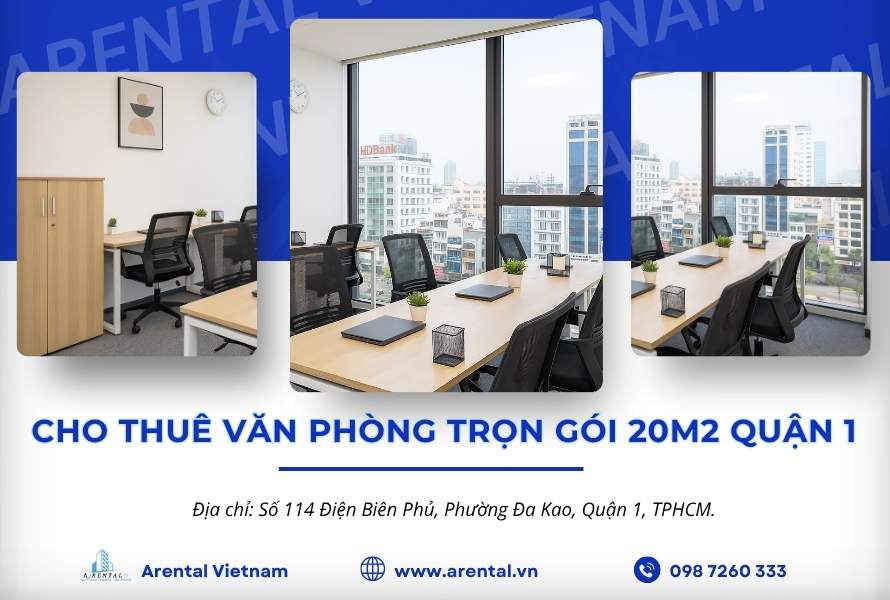 Giới thiệu tổng quan văn phòng trọn gói 20m2 Quận 1 đường Điện Biên Phủ
