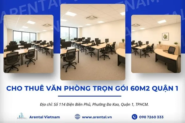 Cho thuê văn phòng trọn gói 60m2 Quận 1 