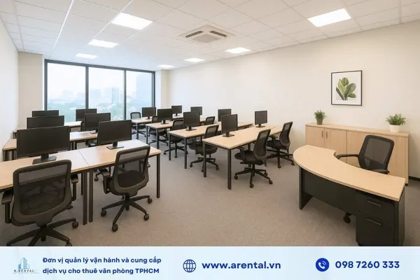 Góc nhìn tổng thể không gian văn phòng trọn gói 60m2 đường Điện Biên Phủ Quận 1