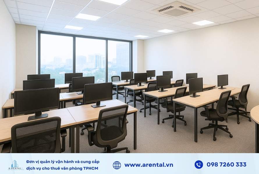 Văn phòng trọn gói 60m2 Quận 1 trang bị đầy đủ nội thất, bàn ghế