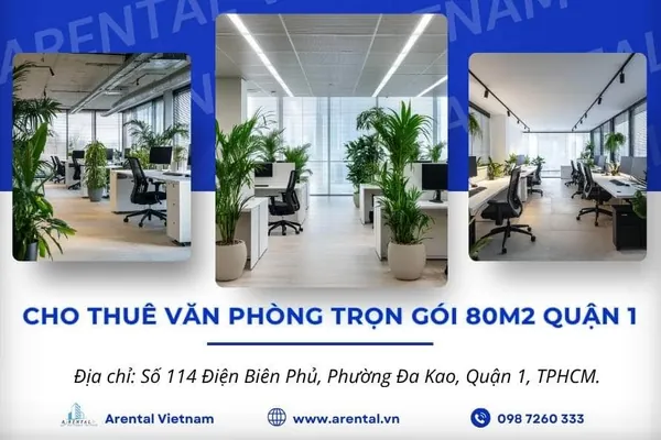 Tổng quan văn phòng trọn gói 80m2 Quận 1 
