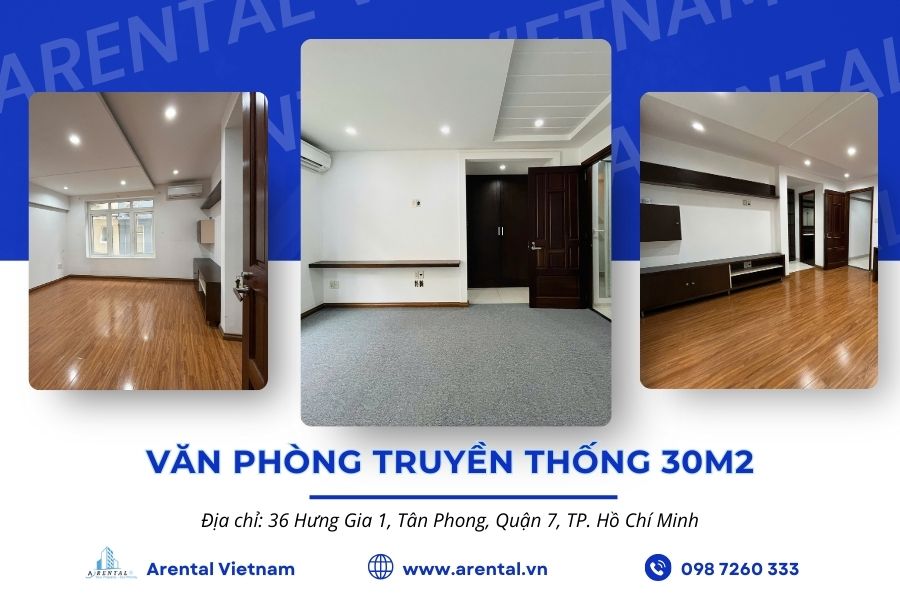 Giới thiệu văn phòng cho thuê Quận 7 diện tích 30m2.