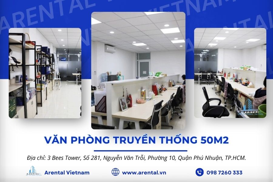Cho thuê văn phòng truyền thống 50m2 quận Phú Nhuận.
