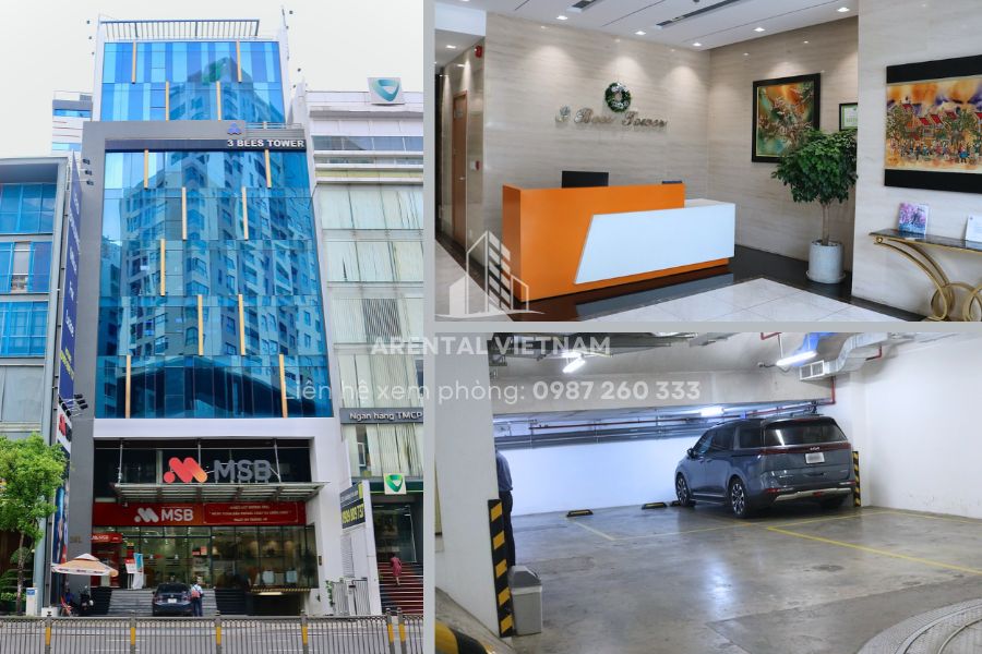 Bên ngoài và khu vực bãi xe của tòa nhà 3 Bees Tower - Phú Nhuận.