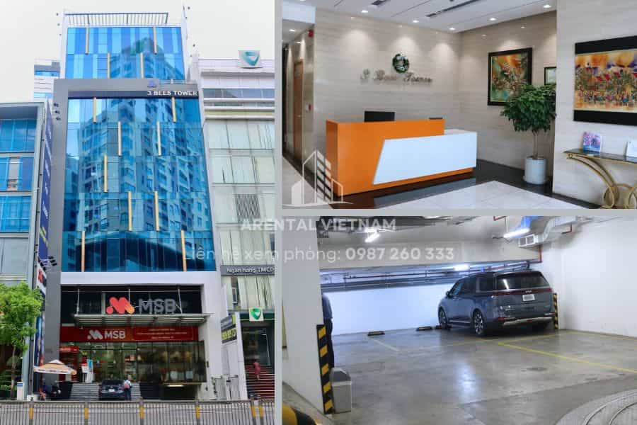 Bên ngoài và khu vực bãi xe của tòa nhà 3 Bees Tower - Phú Nhuận.