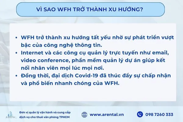Công nghệ và đại dịch toàn cầu đã thúc đẩy WFH trở thành một phần tất yếu của môi trường làm việc hiện đại.