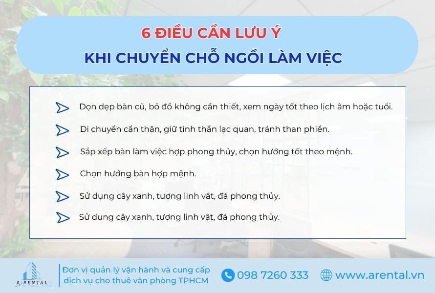 6 điều cần lưu ý khi tiến hành xem ngày tốt chuyển chỗ ngồi làm việc.