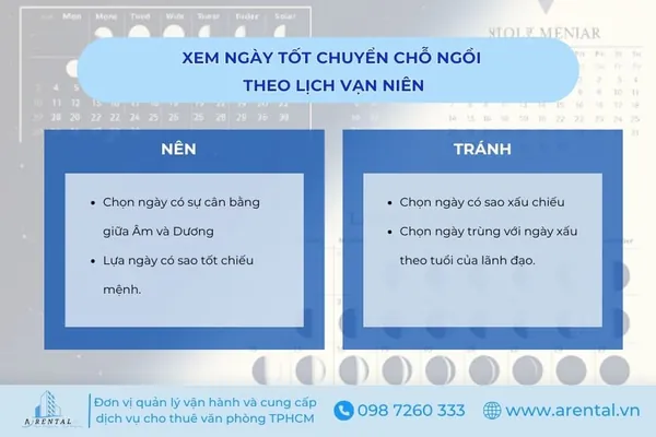 Xem ngày tốt chuyển chỗ ngồi làm việc theo lịch vạn niên.