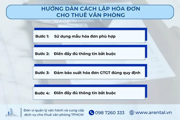 Hướng dẫn các bước lập hóa đơn cho thuê văn phòng.