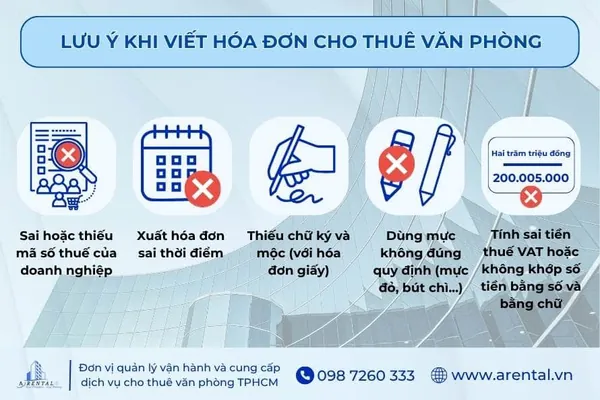Một số lưu ý khi viết hóa đơn cho thuê văn phòng.